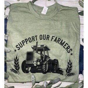 Support our farmers tractor T-Shirt Unisex Size Large